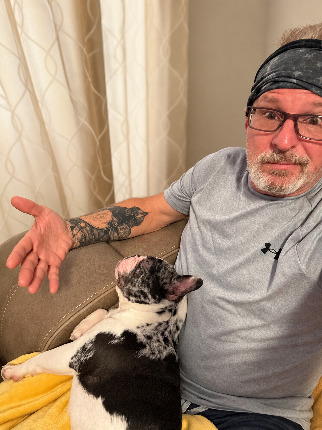 John relaxing with his dog